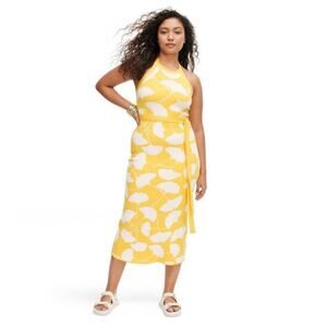 Yellow and White Halter Dress